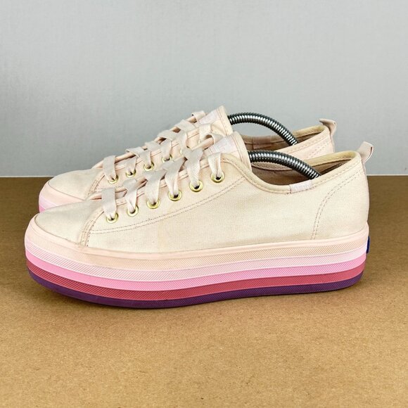 Keds Triple Up Platform Canvas Sneakers Womens 7.5 Pink Low Top Ombre - Picture 1 of 9